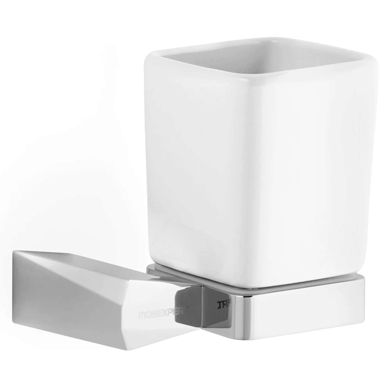 Suport periute si pasta de dinti Rock, 11x10x11 cm, alama/sticla, alb - imagine 6